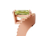 Rose gold Fancy Yellow Emerald  Solitaire Diamond Engagement Ring with Pave Band and Four-Prong Setting