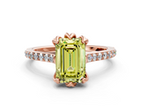 Rose gold Fancy Yellow Emerald  Solitaire Diamond Engagement Ring with Pave Band and Six-Prong Setting_19