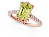 Rose gold Fancy Yellow Emerald  Solitaire Diamond Engagement Ring with Pave Band and Six-Prong Setting_20