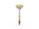 Rose gold Fancy Yellow Emerald  Solitaire Diamond Engagement Ring with Pave Band and Six-Prong Setting_21