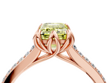 Rose gold Fancy Yellow Emerald  Solitaire Diamond Engagement Ring with Pave Band and Six-Prong Setting_23