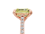 Rose gold Fancy Yellow Emerald  Solitaire Diamond Engagement Ring with Pave Band and Six-Prong Setting_24