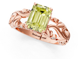 Rose gold Fancy Yellow Emerald  Solitaire Diamond Leaf Vine Band with Prong Setting_29