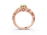 Rose gold Fancy Yellow Emerald  Solitaire Diamond Leaf Vine Band with Prong Setting_31
