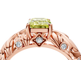 Rose gold Fancy Yellow Emerald  Solitaire Diamond Leaf Vine Band with Prong Setting_32