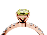 Rose gold Fancy Yellow Emerald  Solitaire Diamond Pavé Band with Four-Prong Setting_32