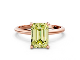 Rose gold Fancy Yellow Emerald  Solitaire Diamond Ring with 4-Prong Setting on a Classic Band_3