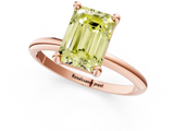 Rose gold Fancy Yellow Emerald  Solitaire Diamond Ring with 4-Prong Setting on a Classic Band_4