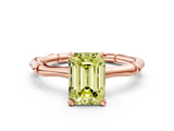 Rose gold Fancy Yellow Emerald  Solitaire Diamond Ring with Bamboo Band and Four-Prong Setting_56