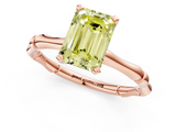 Rose gold Fancy Yellow Emerald  Solitaire Diamond Ring with Bamboo Band and Four-Prong Setting_57