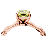 Rose gold Fancy Yellow Emerald  Solitaire Diamond Ring with Bamboo Band and Four-Prong Setting_60