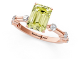 Rose gold Fancy Yellow Emerald  Solitaire Diamond Ring with Bezel Set Side Stones and Prong Setting_4