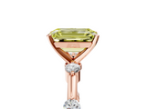 Rose gold Fancy Yellow Emerald  Solitaire Diamond Ring with Bezel Set Side Stones and Prong Setting_8