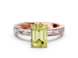 Rose gold Fancy Yellow Emerald  Solitaire Diamond Ring with Channel-Set Baguette Band and Four-Prong Setting_85