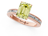 Rose gold Fancy Yellow Emerald  Solitaire Diamond Ring with Channel-Set Baguette Band and Four-Prong Setting_86