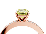 Rose gold Fancy Yellow Emerald  Solitaire Diamond Ring with Channel-Set Baguette Band and Four-Prong Setting_89