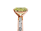 Rose gold Fancy Yellow Emerald  Solitaire Diamond Ring with Channel-Set Baguette Band and Four-Prong Setting_90