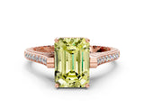 Rose gold Fancy Yellow Emerald  Solitaire Diamond Ring with Channel Set Band and Bezel Prong Setting_56
