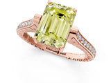 Rose gold Fancy Yellow Emerald  Solitaire Diamond Ring with Channel Set Band and Bezel Prong Setting_57