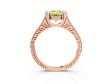 Rose gold Fancy Yellow Emerald  Solitaire Diamond Ring with Channel Set Band and Bezel Prong Setting_59