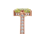 Rose gold Fancy Yellow Emerald  Solitaire Diamond Ring with Channel Set Band and Bezel Prong Setting_61