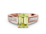 Rose gold Fancy Yellow Emerald  Solitaire Diamond Ring with Channel-Set Band and Four-Prong Setting_3