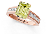 Rose gold Fancy Yellow Emerald  Solitaire Diamond Ring with Channel-Set Band and Four-Prong Setting_4