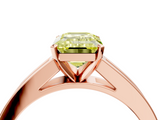 Rose gold Fancy Yellow Emerald  Solitaire Diamond Ring with Channel-Set Band and Four-Prong Setting_7