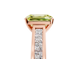 Rose gold Fancy Yellow Emerald  Solitaire Diamond Ring with Channel-Set Band and Four-Prong Setting_8
