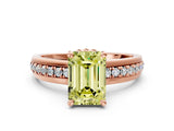 Rose gold Fancy Yellow Emerald  Solitaire Diamond Ring with Channel Set Band and Six-Prong Setting_48