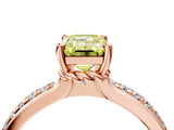 Rose gold Fancy Yellow Emerald  Solitaire Diamond Ring with Channel Set Band and Six-Prong Setting_52