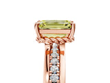 Rose gold Fancy Yellow Emerald  Solitaire Diamond Ring with Channel Set Band and Six-Prong Setting_53