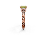 Rose gold Fancy Yellow Emerald  Solitaire Diamond Ring with Filigree Band and Four-Prong Setting_50