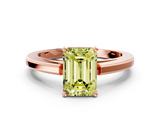 Rose gold Fancy Yellow Emerald  Solitaire Diamond Ring with Four-Prong Setting and Classic Band_3