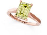 Rose gold Fancy Yellow Emerald  Solitaire Diamond Ring with Four-Prong Setting and Tapered Band 1