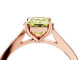Rose gold Fancy Yellow Emerald  Solitaire Diamond Ring with Four-Prong Setting and Tapered Band 4