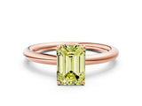 Rose gold Fancy Yellow Emerald  Solitaire Diamond Ring with Four-Prong Setting on a Plain Band_20