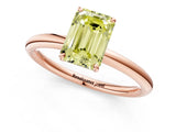 Rose gold Fancy Yellow Emerald  Solitaire Diamond Ring with Four-Prong Setting on a Plain Band_21