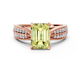 Rose gold Fancy Yellow Emerald  Solitaire Diamond Ring with Milgrain Pavé Band and Four-Prong Setting_37