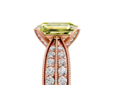 Rose gold Fancy Yellow Emerald  Solitaire Diamond Ring with Milgrain Pavé Band and Four-Prong Setting_42
