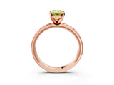 Rose gold Fancy Yellow Emerald  Solitaire Diamond Ring with Milgrain and Black Enamel X Pattern Band_157