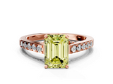 Rose gold Fancy Yellow Emerald  Solitaire Diamond Ring with Pavé Band and Four-Prong Setting_65