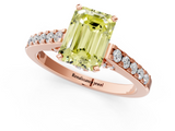 Rose gold Fancy Yellow Emerald  Solitaire Diamond Ring with Pavé Band and Four-Prong Setting_66