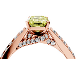 Rose gold Fancy Yellow Emerald  Solitaire Diamond Ring with Pavé Band and Four-Prong Setting_69