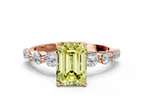 Rose gold Fancy Yellow Emerald  Solitaire Diamond Ring with Pave Band and Four-Prong Setting_265
