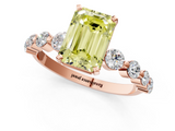 Rose gold Fancy Yellow Emerald  Solitaire Diamond Ring with Pave Band and Four-Prong Setting_266