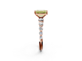 Rose gold Fancy Yellow Emerald  Solitaire Diamond Ring with Pave Band and Four-Prong Setting_267