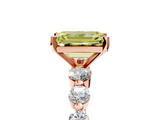 Rose gold Fancy Yellow Emerald  Solitaire Diamond Ring with Pave Band and Four-Prong Setting_270