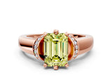 Rose gold Fancy Yellow Emerald  Solitaire Diamond Ring with Pave Band and Six-Prong Setting_35