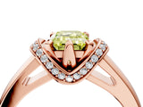 Rose gold Fancy Yellow Emerald  Solitaire Diamond Ring with Pave Band and Six-Prong Setting_39